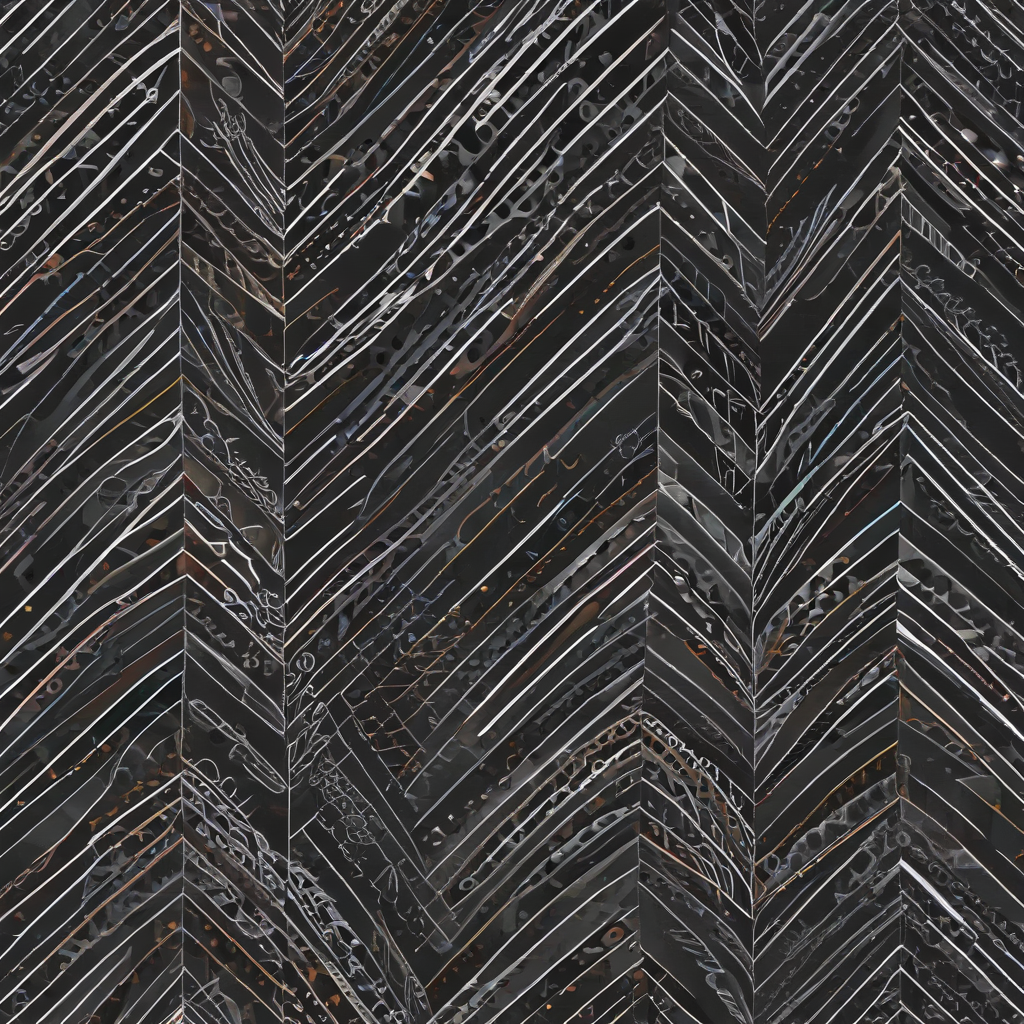 Abstract Black and White Chevron Pattern with Intricate Line Details