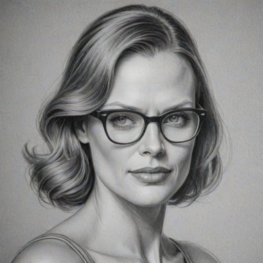 Stunning Vinessa Shaw, pencil sketch, portrait of Resplendent woman 1951s in glasses, hair style beatnik, outline, clear lines, fine lines, 8k