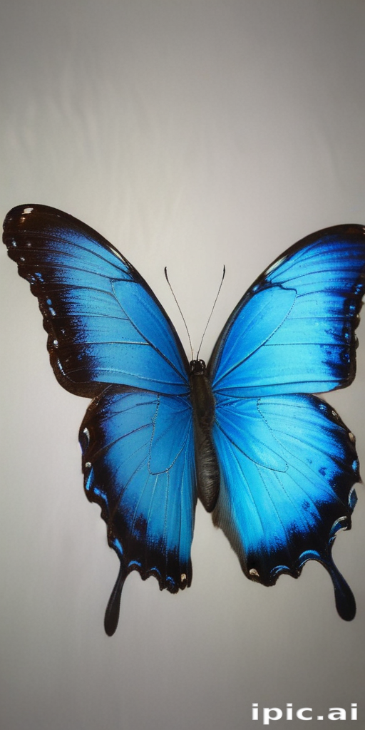 Stunning Blue Butterfly Displaying Vibrant Colors Against a White ...