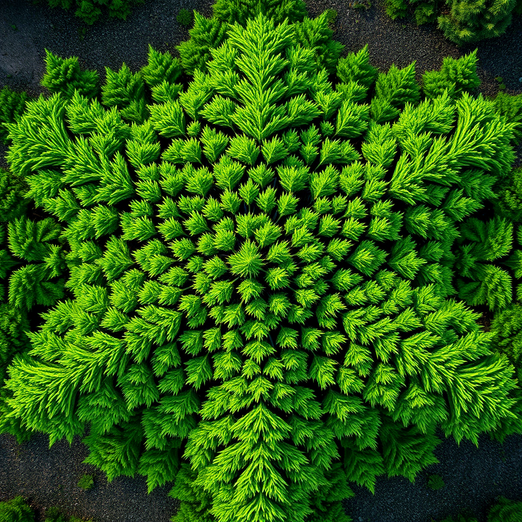 Create a high-resolution image of a green triangular tree pattern made up of smaller triangles, using a 50mm lens, aperture f/8, shutter speed 1/125, ISO 100, captured in a top-down view with a DSLR camera for enhanced clarity and detail.