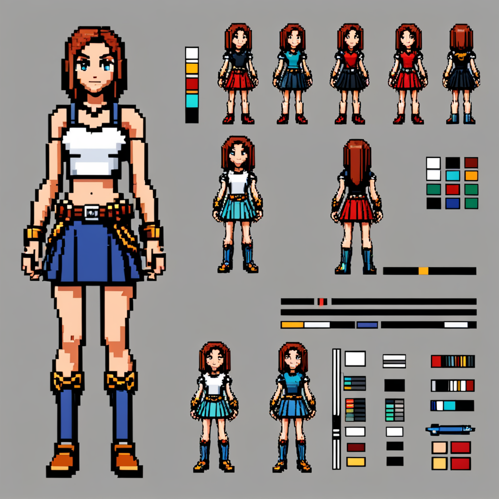 A character sheet pixel art