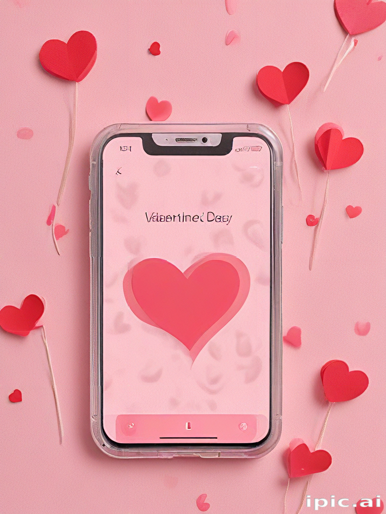 Celebrating Love: A Romantic Valentine's Day Theme on a Smartphone Screen