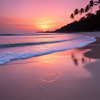 pink beach sunset