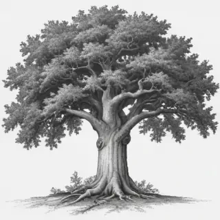 oak tree clipart black and white