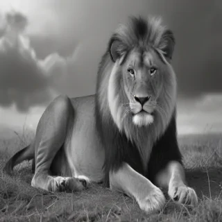 lion black and white