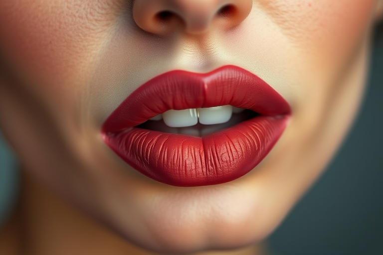 Dusty rose woman lips with velvet matte finish, creating a sophisticated and understated elegance