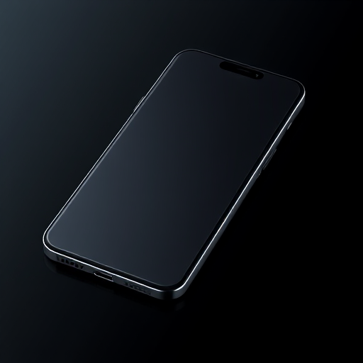 Create a highly detailed 3D rendering of a sleek smartphone with a reflective screen, using a 50mm lens, f/2.8 aperture, ISO 100, and a softbox lighting setup, viewed from a slight angle to emphasize its dimensions and design.