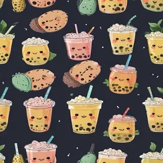 cute boba backgrounds