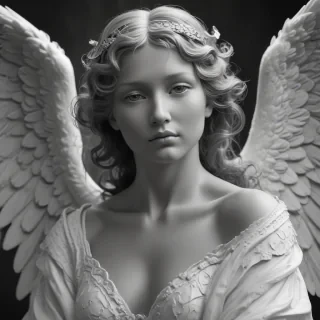 black and white angel