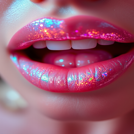 Ethereal "Moonbeam" holographic lip topper with opalescent shimmer, transforming any lip color with ethereal glow, adding magic to any look