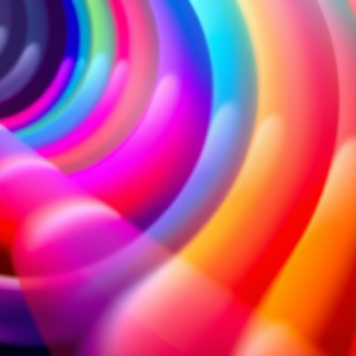 Generate a vibrant abstract image featuring a spectrum of colors blending and flowing in diagonal lines, capturing a sense of depth and movement with a DSLR camera at 50mm, aperture f/2.8, ISO 100, in landscape orientation using a high dynamic range style.
