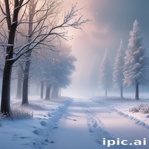 Serene Winter Landscape with Snow-Covered Trees and a Tranquil Pathway