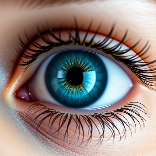 create a hyper-realistic image of a close-up human eye with vibrant blue iris and detailed eyelashes, use a 50mm lens at f/2.8, ISO 100, shot from a frontal view, using a DSLR camera for high dynamic range and clarity, with soft lighting to enhance details