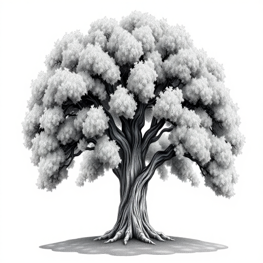 oak tree clipart black and white