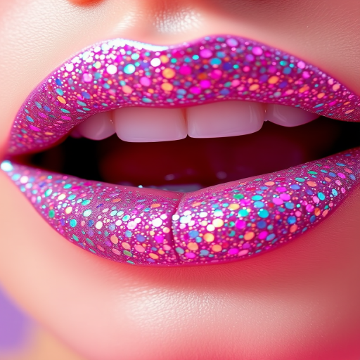 Prismatic Diamond Dust lip style showcases a clear base packed with multi-colored glitter particles, creating a dazzling, jewel-like effect on the lips