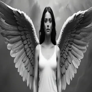 black and white angel