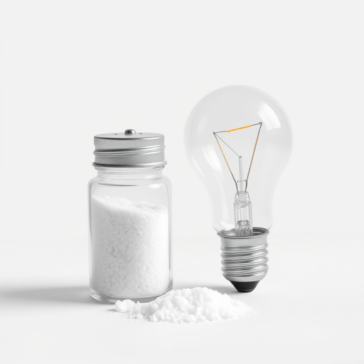 Create a high-resolution illustration of a salt shaker and a light bulb, use a white and gray color palette with textured details, shot with a Canon EOS R5 at f/8 aperture, ISO 100, in soft natural light, with a shallow depth of field to enhance the subject clarity and detail.