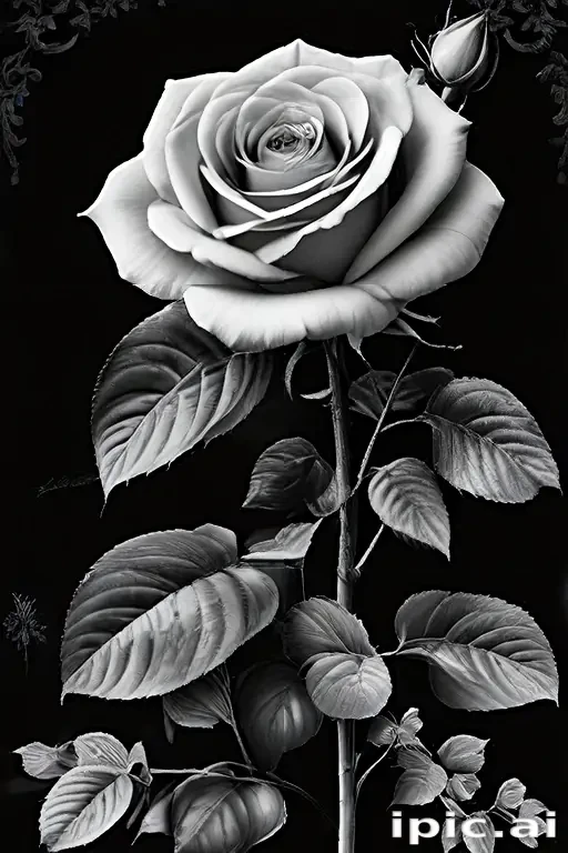 roses clipart black and white