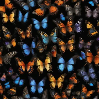 butterflies in black background