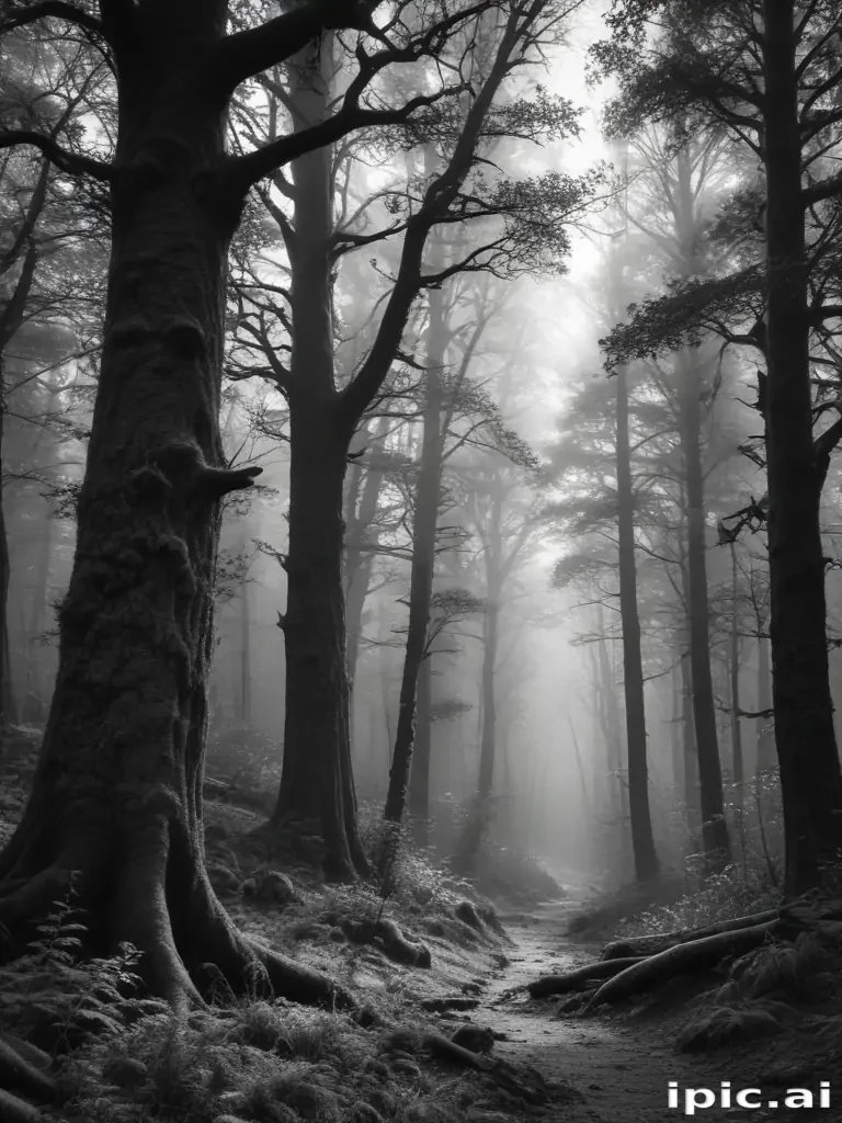 forest clipart black and white