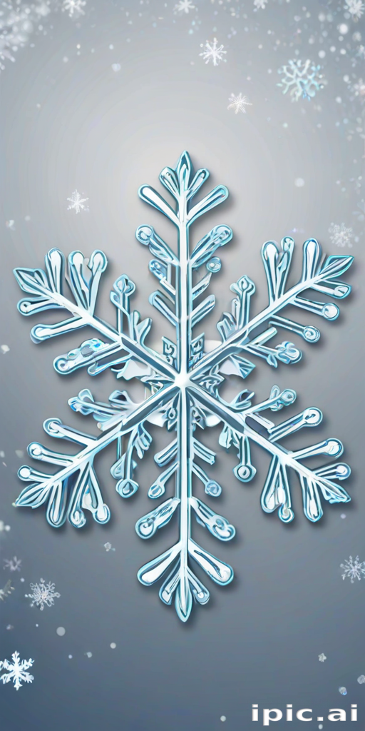 Intricate Blue Snowflake Design Against a Soft Gray Winter Background