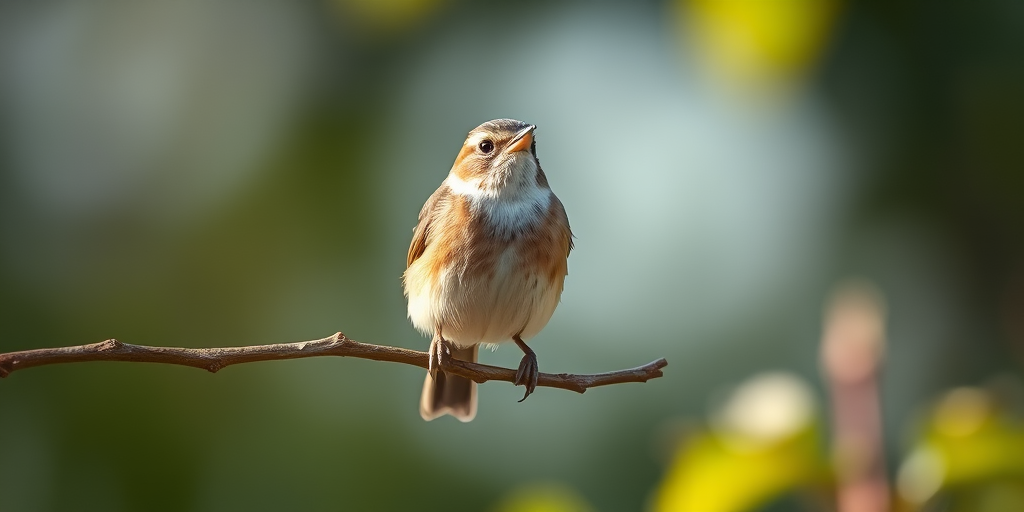 Capture a close-up shot of a small bird perched on a branch, using a Canon EOS R5 with a 100mm macro lens, aperture set to f/2.8, shutter speed 1/200s, ISO 200, with a blurred background for depth of field and soft natural lighting.