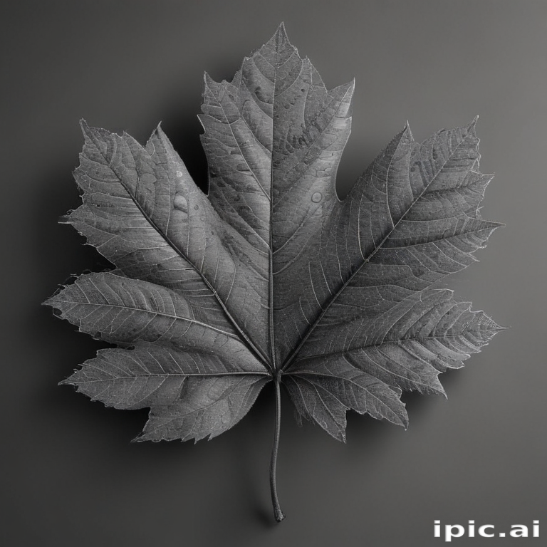 Monochromatic Leaf: An Artistic Exploration of Nature's Textures and Shapes