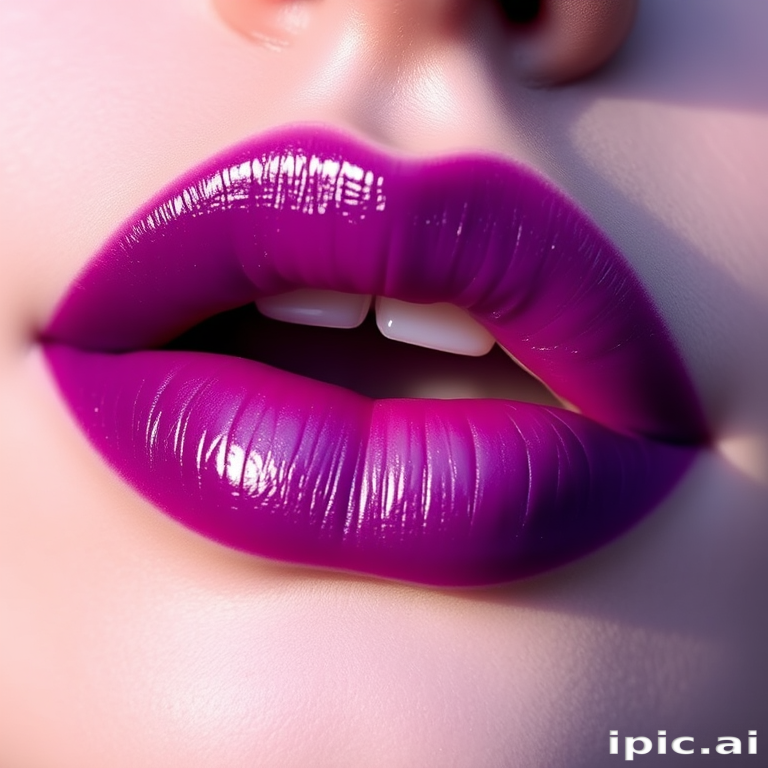 Ombre purple to lavender lips called "Twilight Cascade" blend seamlessly from dark to light, creating a captivating gradient effect for romantic and dreamy aesthetics