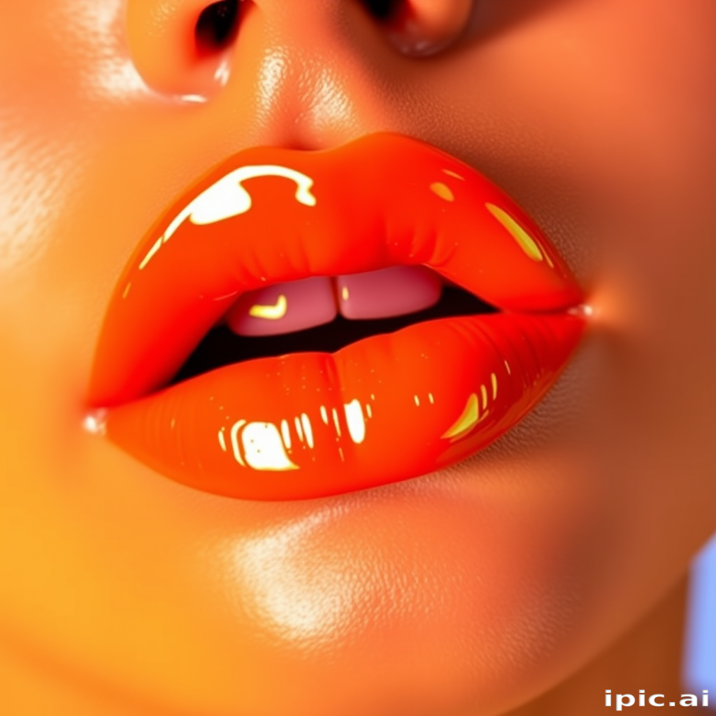 Electric neon orange lips with a high-shine vinyl finish and ultra-pigmented color, dubbed "Citrus Shock Lacquer"