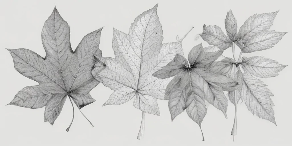 leaves clip art black and white