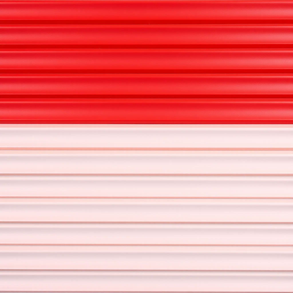 create an image of alternating red and white horizontal stripes with a clean, sharp appearance, taken with a DSLR camera at f/8 aperture, 1/250 sec shutter speed, ISO 100, using a top-down view for clarity and precision, ensuring high resolution and vibrant color contrast.