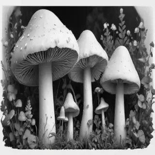 mushroom clipart black and white