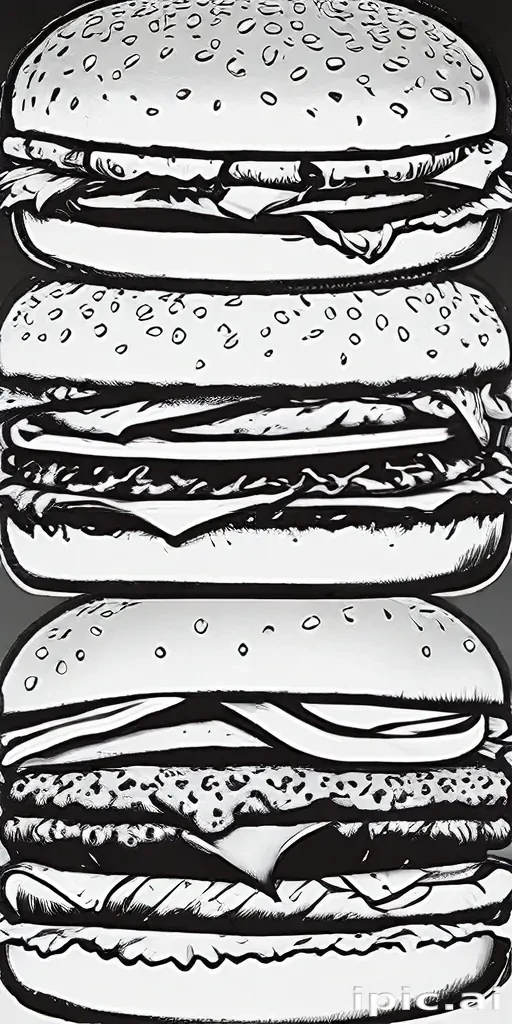 hamburger clipart black and white