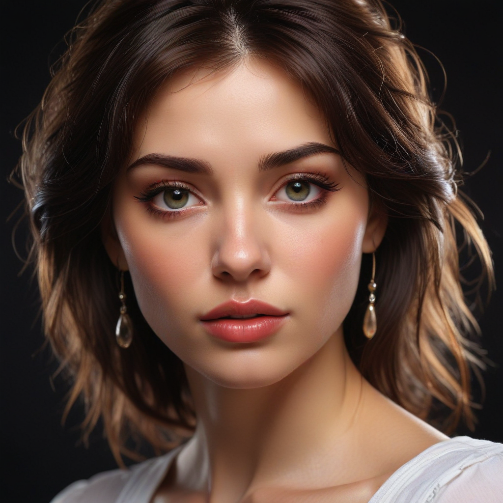 Stunning Portrait of a Young Woman with Captivating Green Eyes