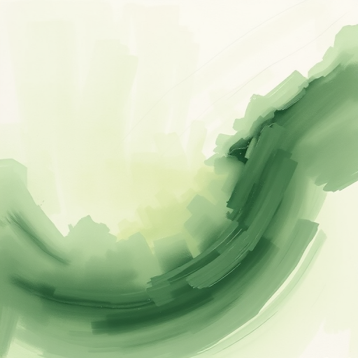 create an abstract painting with soft green hues and a smooth, flowing texture, emphasizing light and airy brush strokes