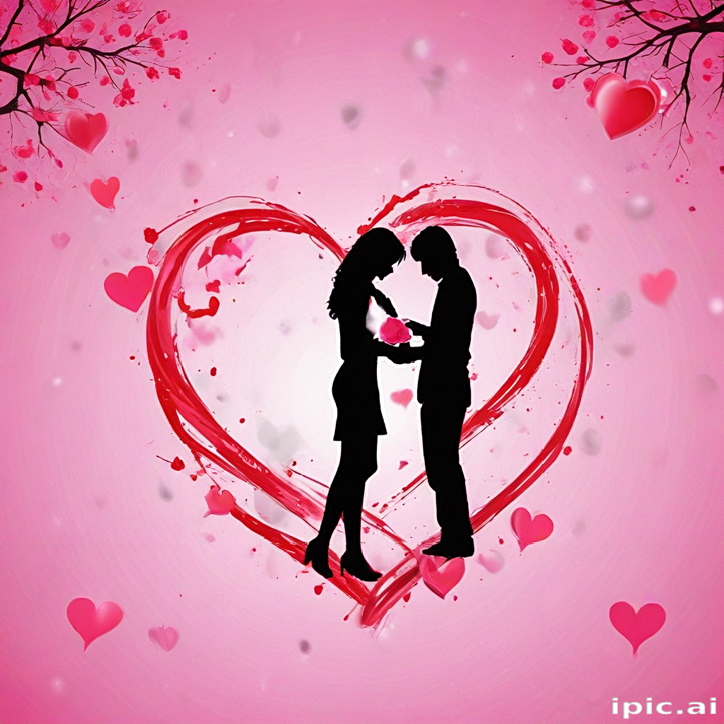 Romantic Silhouette of a Couple Sharing a Heartfelt Moment Together