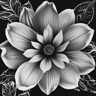 black and white flower png