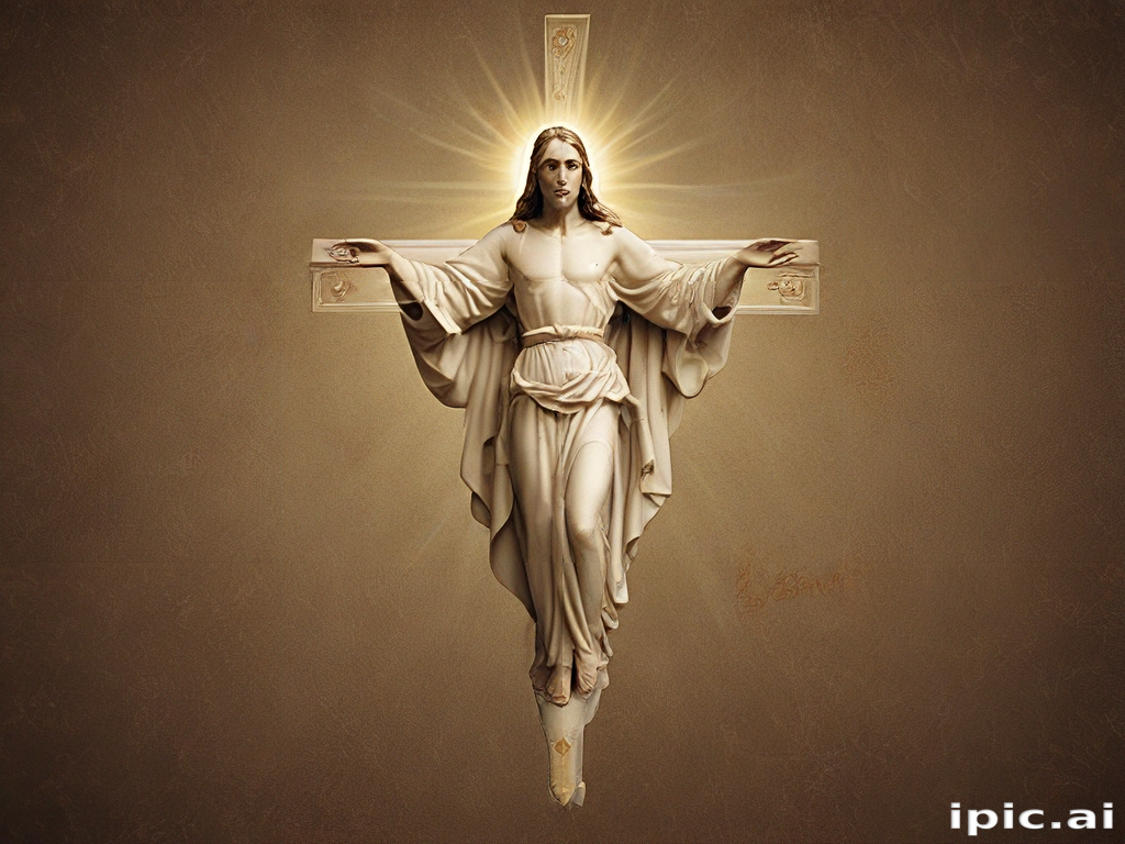 Depiction of Christ on the Cross Radiating Divine Light and Grace