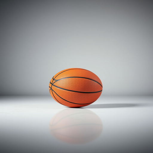 Create a high-resolution image of a basketball on a plain background with soft lighting, using a DSLR camera with a 50mm lens, aperture set to f/2.8, ISO 100, and a shallow depth of field.