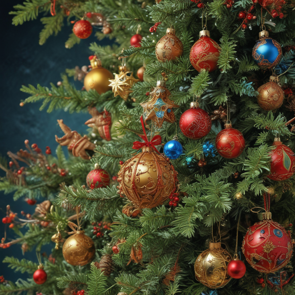 Beautifully Decorated Christmas Tree Adorned with Colorful Ornaments ...