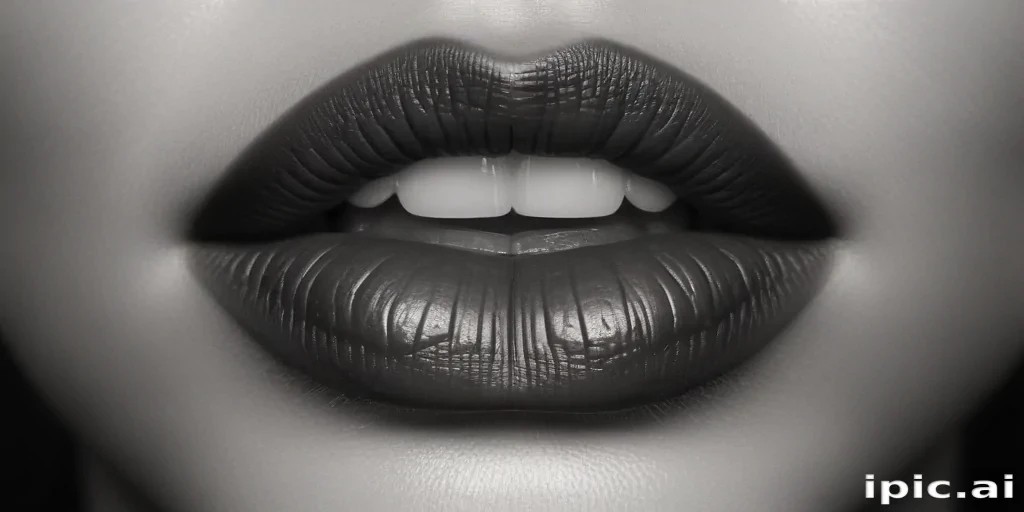 lips black and white clipart