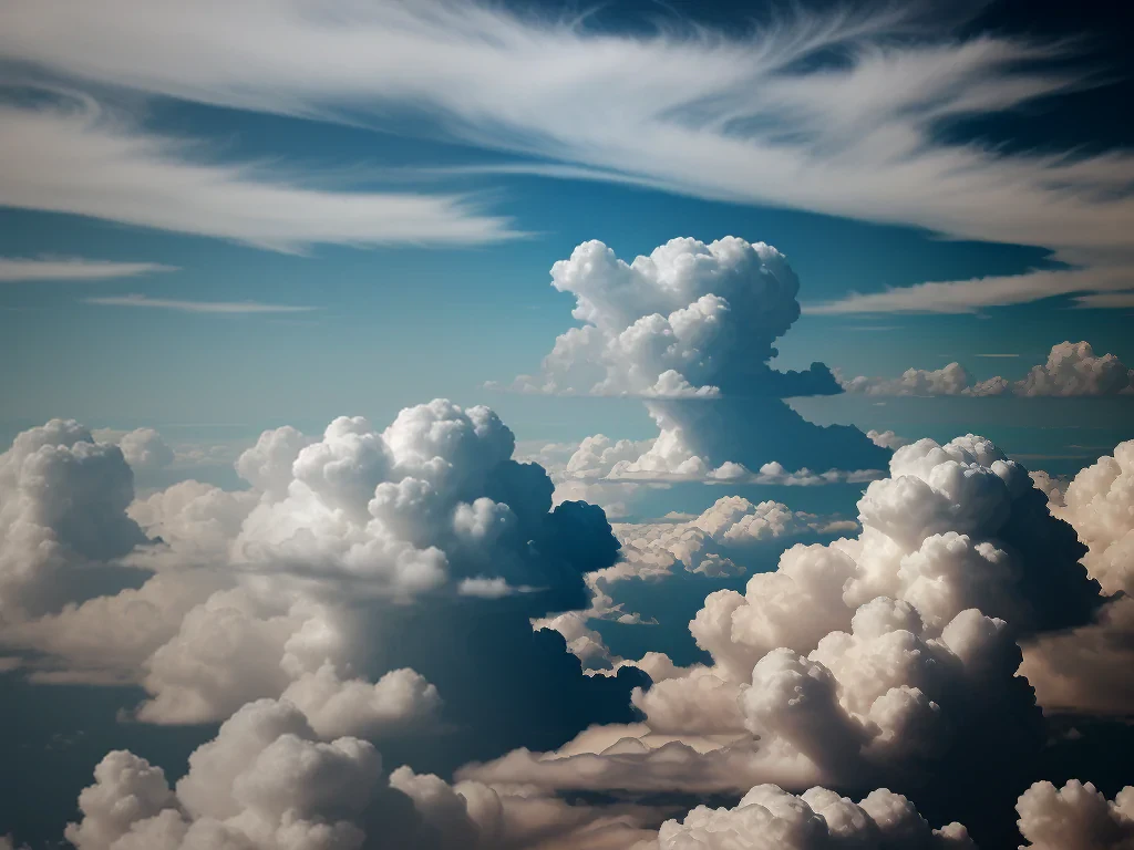 Majestic Clouds Floating Gracefully in a Vast Blue Sky Above