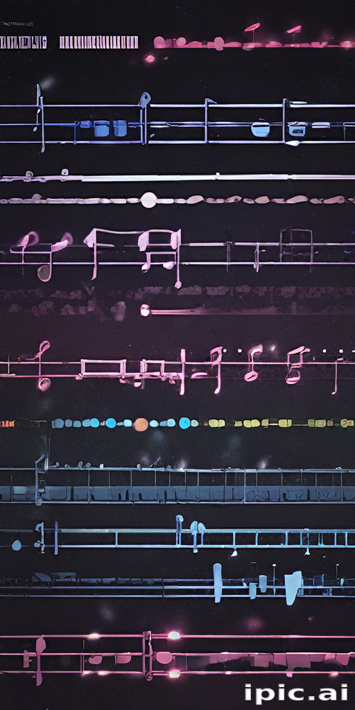 Colorful Representation of Music Notes and Sheet Music Patterns in Art