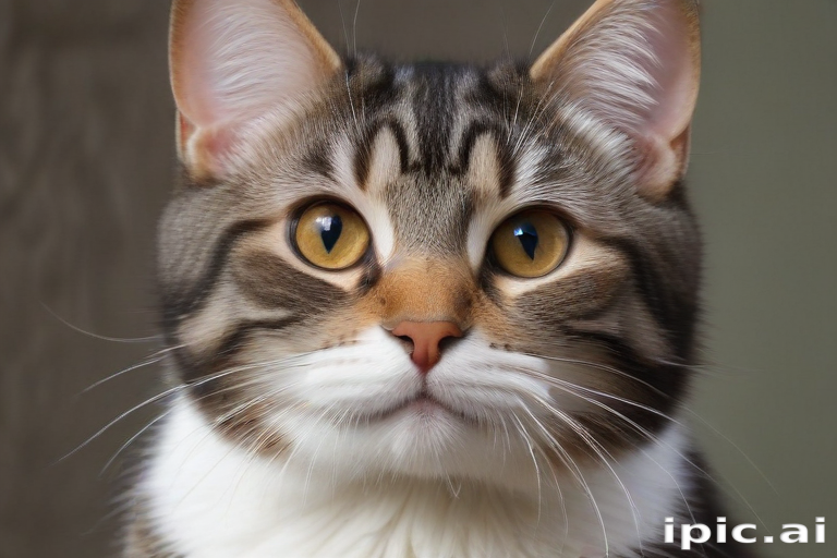 Close-Up Portrait of a Majestic Cat with Striking Golden Eyes