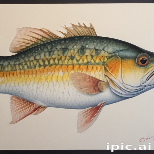 Realistic Illustration of a Colorful Freshwater Fish Swimming Gracefully