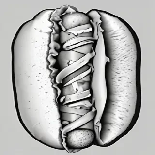 hot dog clipart black and white