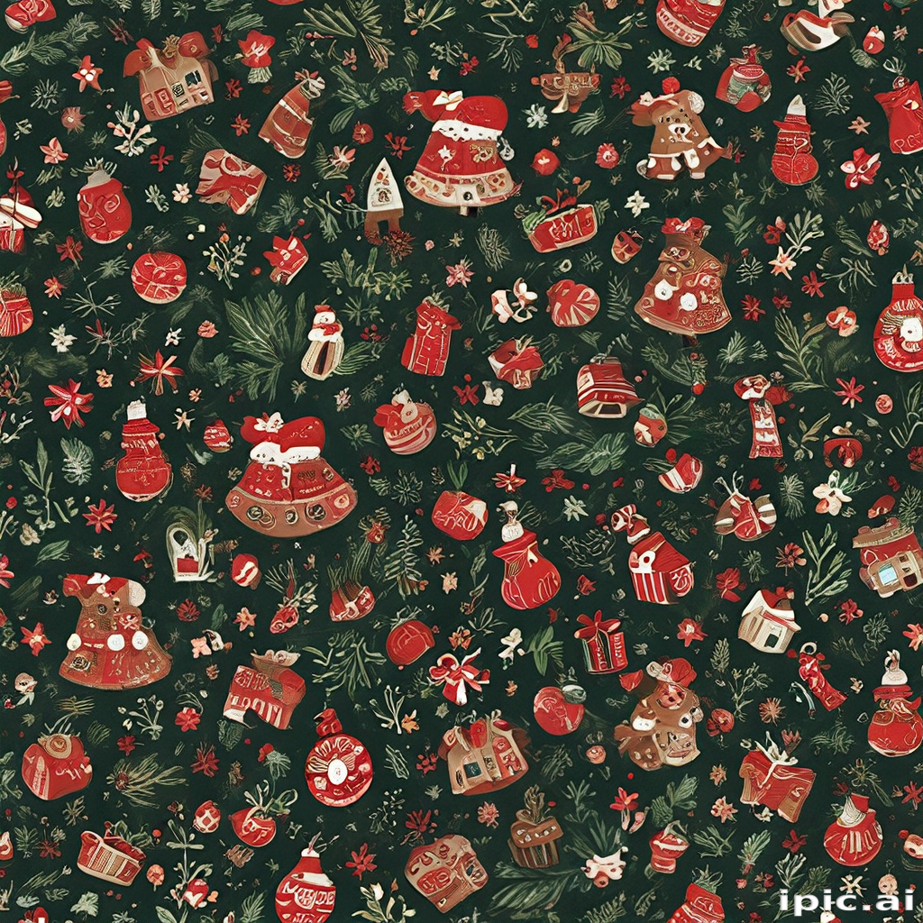 Festive Portrait Pattern Festive Holiday Pattern Featuring Santa Hats, Gifts, and Christmas Cheer