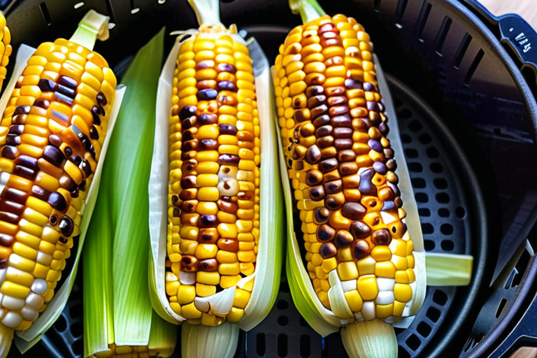 air fryer corn on the cob in husk