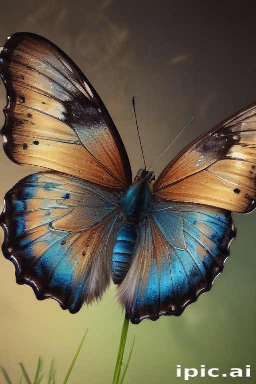 A Beautiful Butterfly with Stunning Blue and Brown Wings in Nature