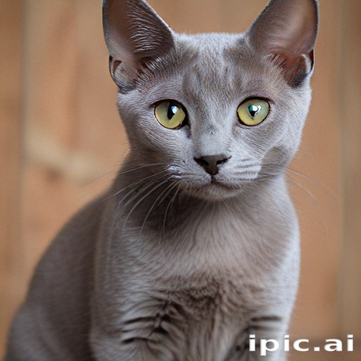 A Beautiful Grey Cat with Striking Yellow Eyes Posing Gracefully.